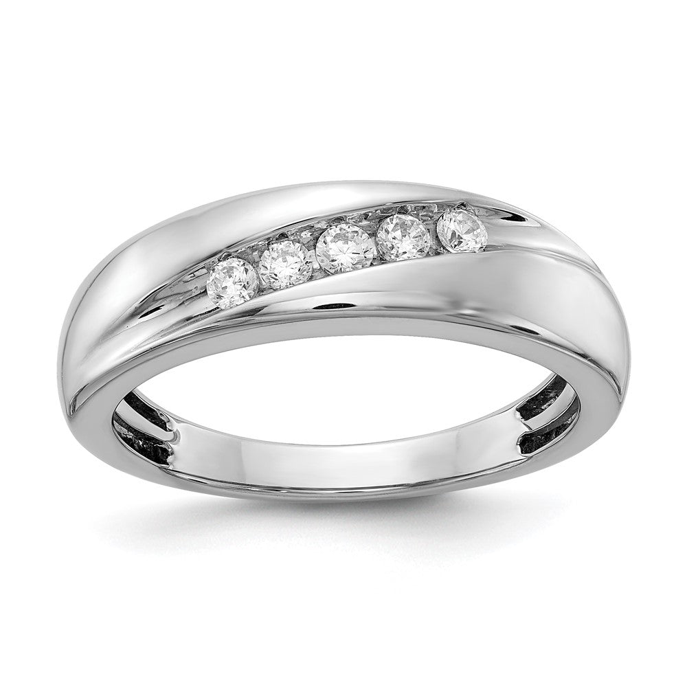 14k White Gold 5-Stone 1/4 carat Diamond Complete Men's Ring