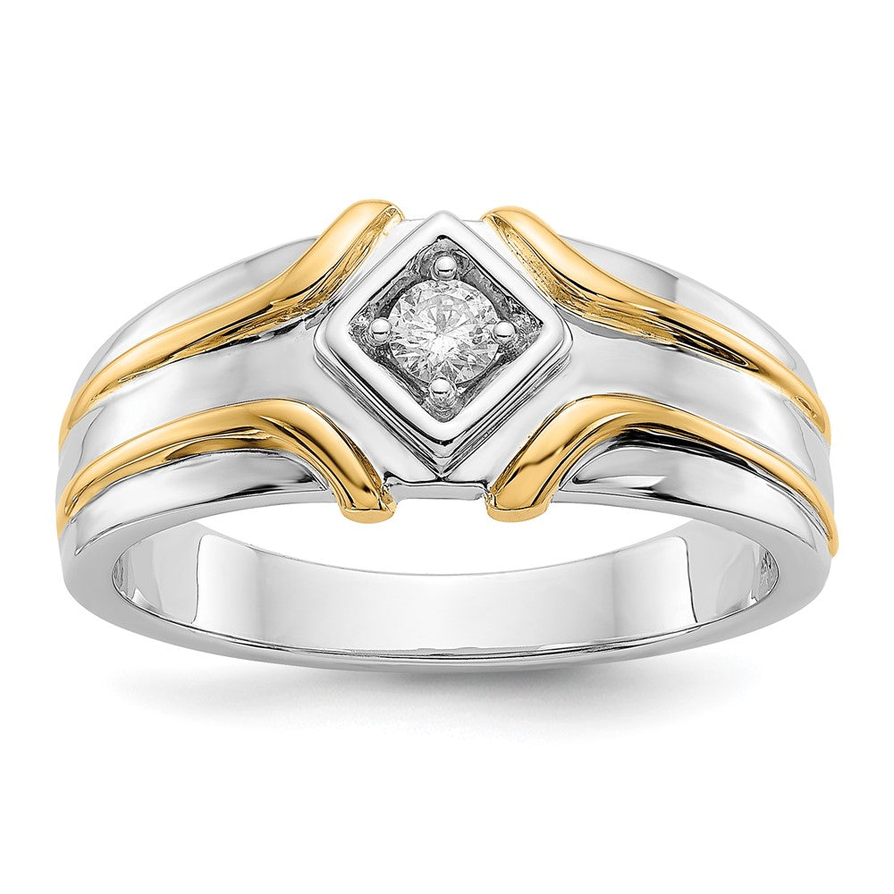 14k Two-tone Diamond Mens Ring
