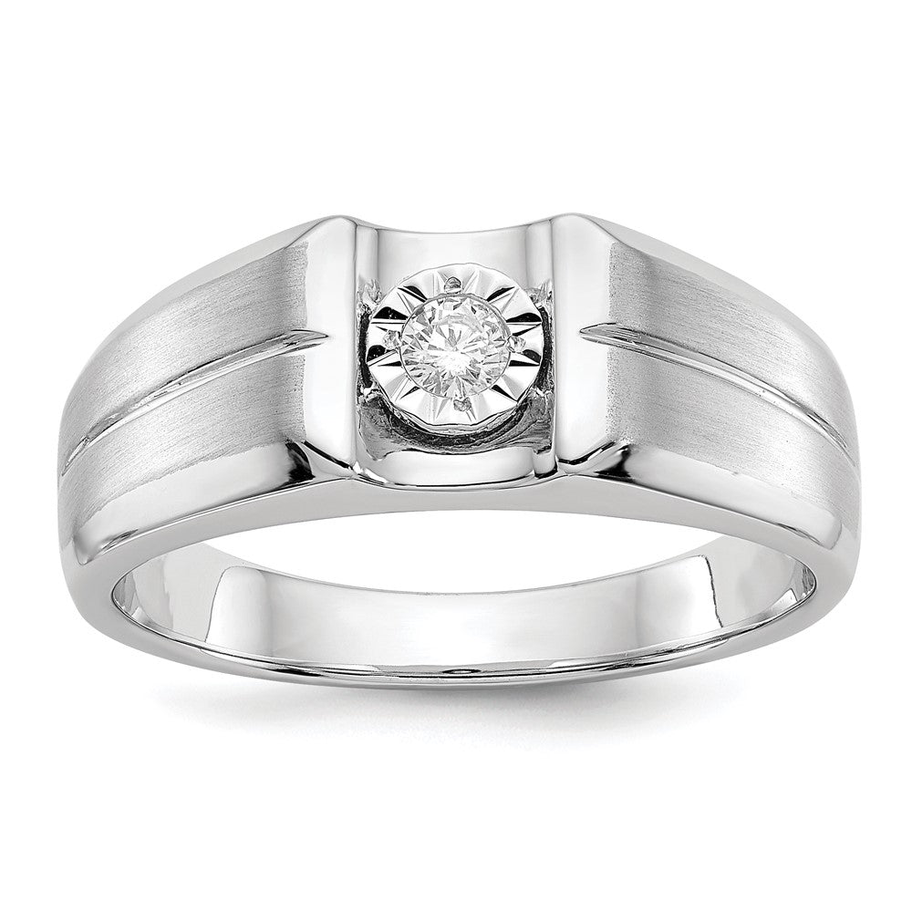 14k White Gold Diamond Mens Ring