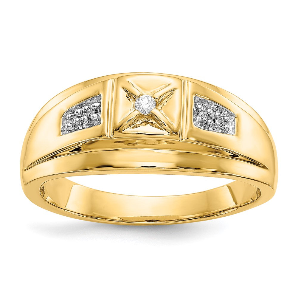 14k and Rhodium Diamond Mens Ring