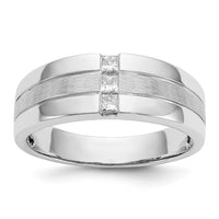 Load image into Gallery viewer, 14k White Gold Mens Diamond Polished and Satin Ring
