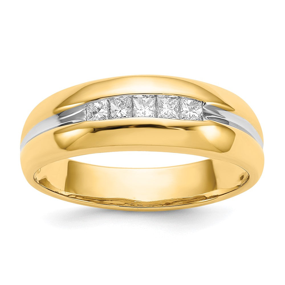14k with Rhodium Diamond Mens Ring