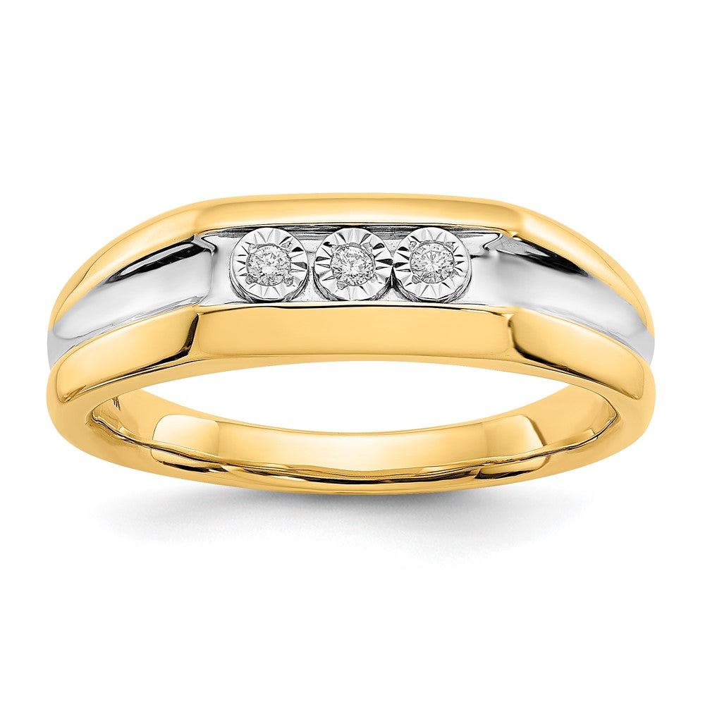 14k with Rhodium Diamond Mens Ring