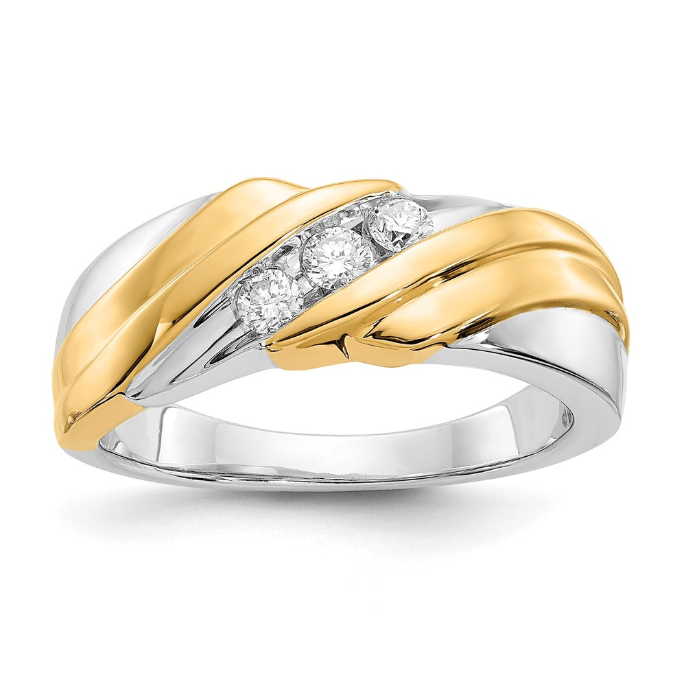 14k Two-tone Diamond Mens Ring