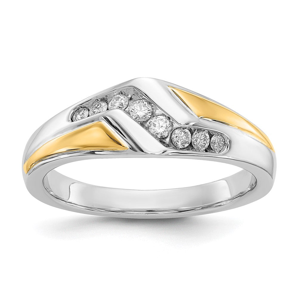 14k Two-tone Gold Diamond Mens Ring
