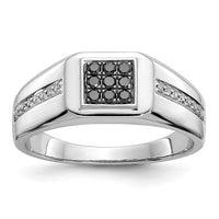 Load image into Gallery viewer, 14k White Gold White and Black Diamond Square Mens Ring

