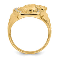Load image into Gallery viewer, 14k Mens Diamond Horseshoe with Horse in Center Ring
