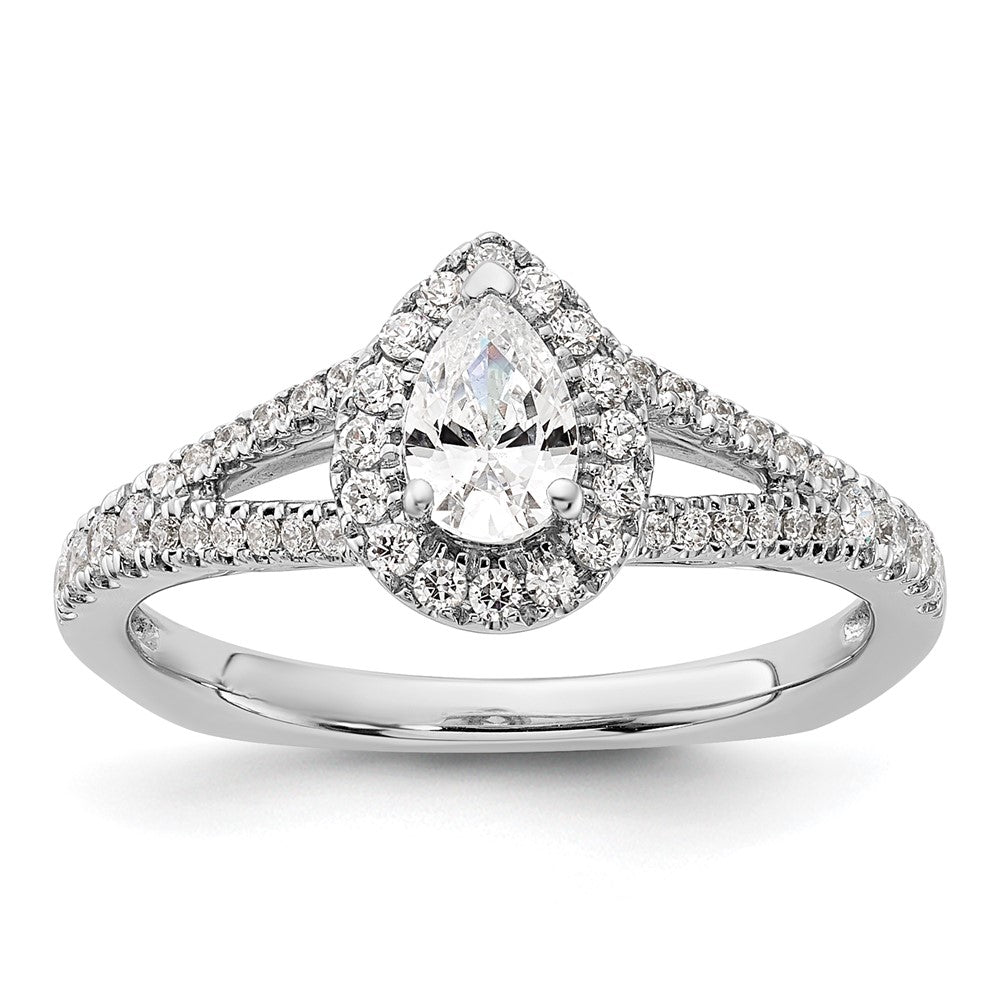 14k White Gold Pear Shaped Diamond Eng Ring