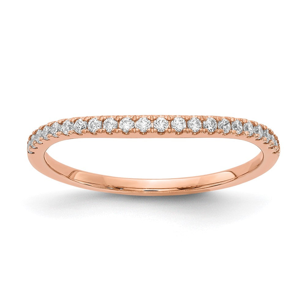 14k Rose Gold 1/6 carat Diamond Contoured Complete Wedding Band