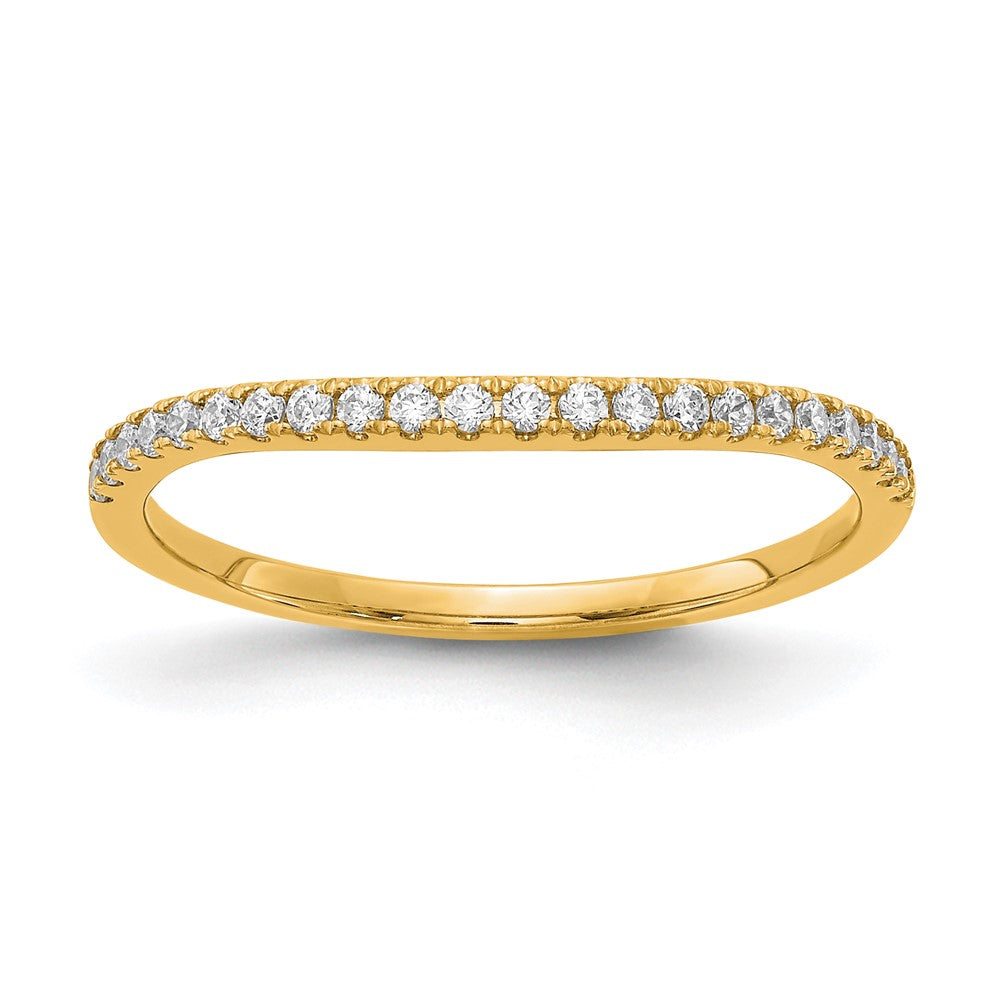 14k Yellow Gold Diamond Contoured Wedding Band