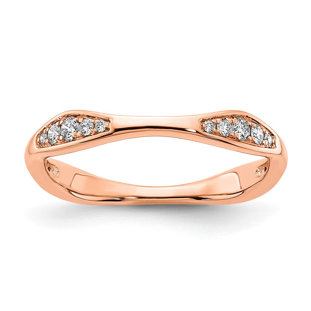 14k Rose Gold 1/8 carat Diamond Contoured Complete Wedding Band