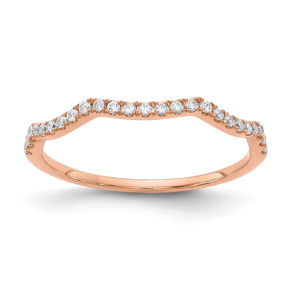 14k Rose Gold 1/6 carat Diamond Contoured Complete Wedding Band