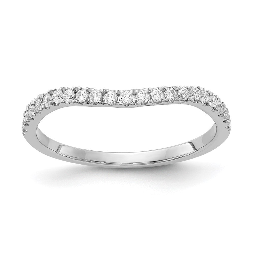 14k White Gold 1/5 carat Diamond Contoured Complete Wedding Band