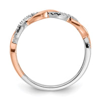 Load image into Gallery viewer, 14k White and Rose Gold Criss-Cross 1/8 carat Diamond Complete Wedding Band
