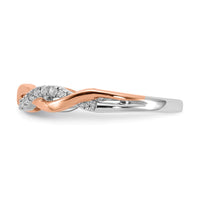 Load image into Gallery viewer, 14k White and Rose Gold Criss-Cross 1/8 carat Diamond Complete Wedding Band
