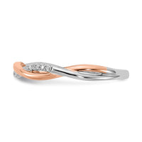 Load image into Gallery viewer, 14k White and Rose Gold Criss-Cross 1/10 carat Diamond Complete Wedding Band
