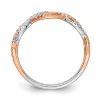 Load image into Gallery viewer, 14k White and Rose Gold Criss-Cross 1/4 carat Diamond Complete Wedding Band
