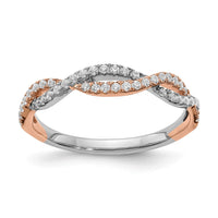 Load image into Gallery viewer, 14k White and Rose Gold Criss-Cross 1/4 carat Diamond Complete Wedding Band
