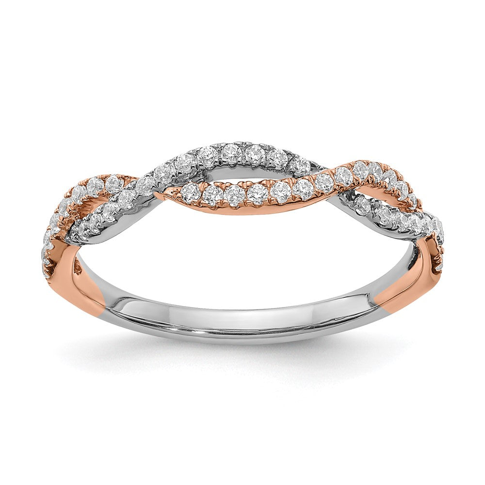 14k White and Rose Gold Criss-Cross 1/4 carat Diamond Complete Wedding Band