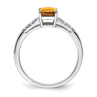 Load image into Gallery viewer, 14k White Gold Emerald-cut Citrine and Diamond Ring
