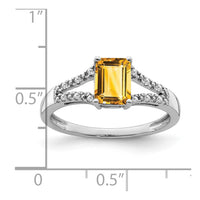 Load image into Gallery viewer, 14k White Gold Emerald-cut Citrine and Diamond Ring

