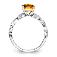Load image into Gallery viewer, Sterling Silver Rhodium-plated Citrine and Diamond Ring
