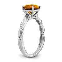 Load image into Gallery viewer, Sterling Silver Rhodium-plated Citrine and Diamond Ring
