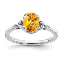 Load image into Gallery viewer, Sterling Silver Rhodium-plated Citrine and Diamond Ring
