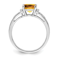 Load image into Gallery viewer, 14k White Gold Cushion Citrine and Diamond Ring
