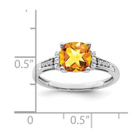 Load image into Gallery viewer, 14k White Gold Cushion Citrine and Diamond Ring

