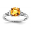 14k White Gold Cushion Citrine and Diamond Ring
