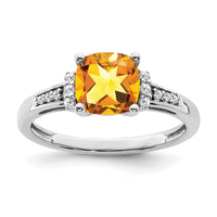 Load image into Gallery viewer, 14k White Gold Cushion Citrine and Diamond Ring
