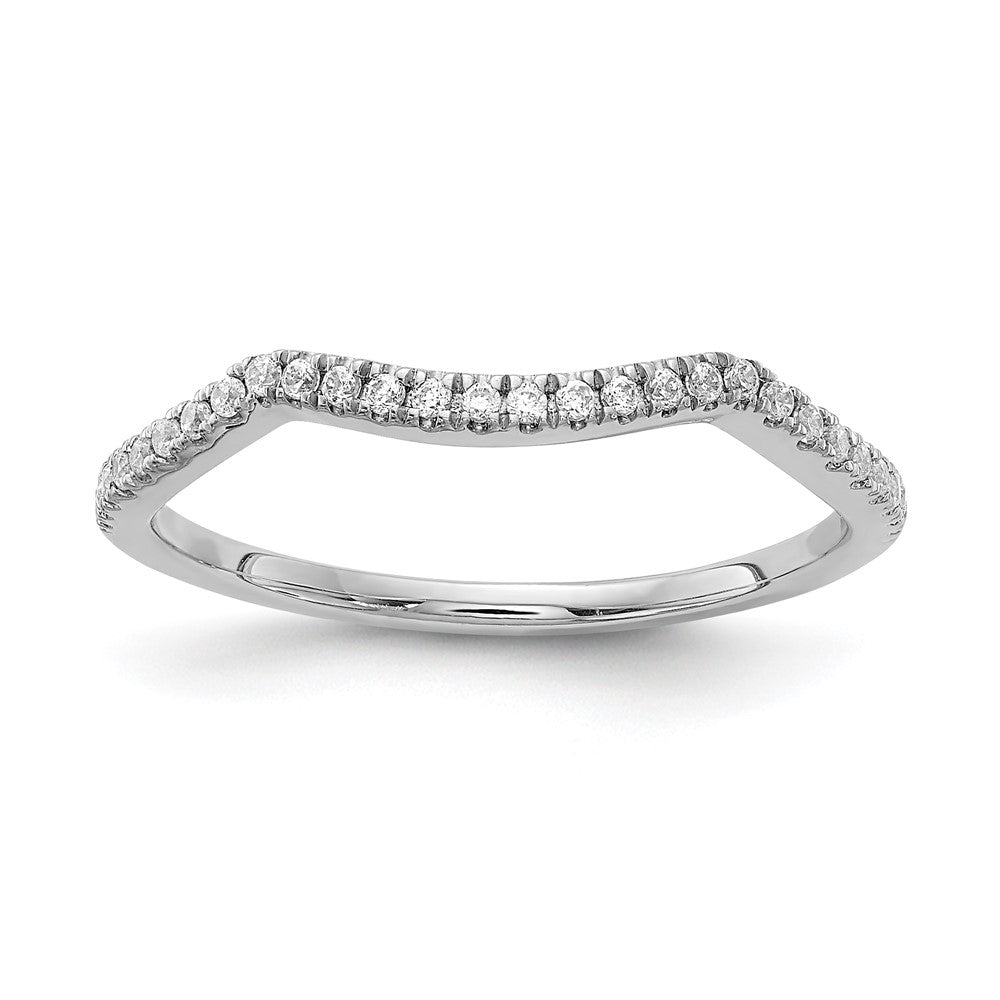 14k White Gold 1/8 carat Diamond Contoured Complete Wedding Band