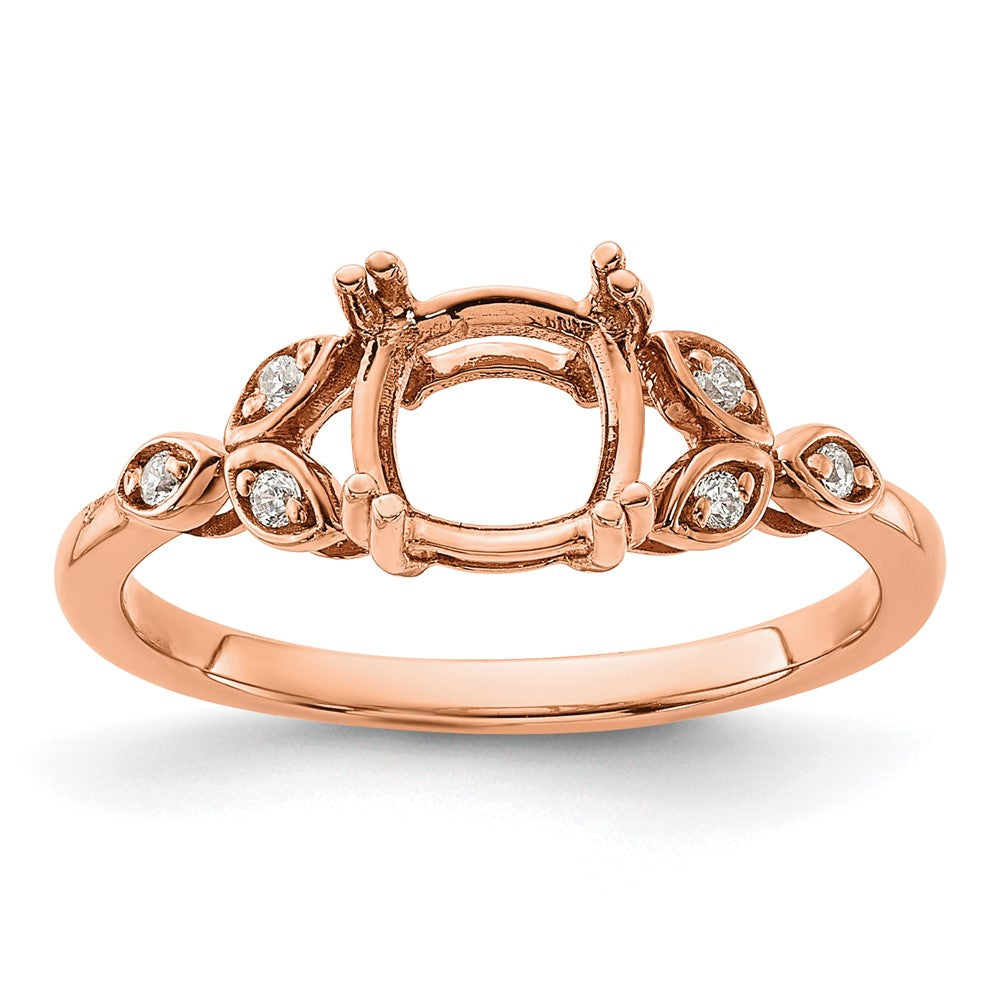 14k Rose Gold Semi-mount Diamond Cushion Center Engagement Ring
