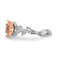 Load image into Gallery viewer, 14k White and Rose Gold Floral 1/4 carat Diamond Complete Fashion/Engagement Ring
