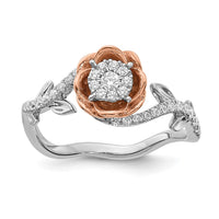 Load image into Gallery viewer, 14k White and Rose Gold Floral 1/4 carat Diamond Complete Fashion/Engagement Ring
