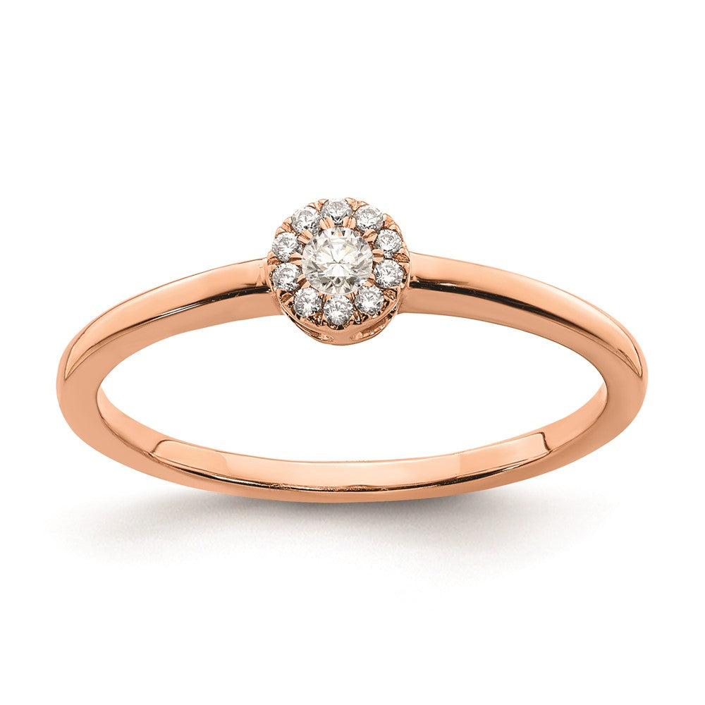 First Promise 14k Rose Gold Halo 1/10 carat Round Diamond Complete Promise/Engagement Ring