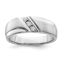 Load image into Gallery viewer, 14k White Gold 3-Stone 1/8 carat Diamond Complete Men&#39;s Band
