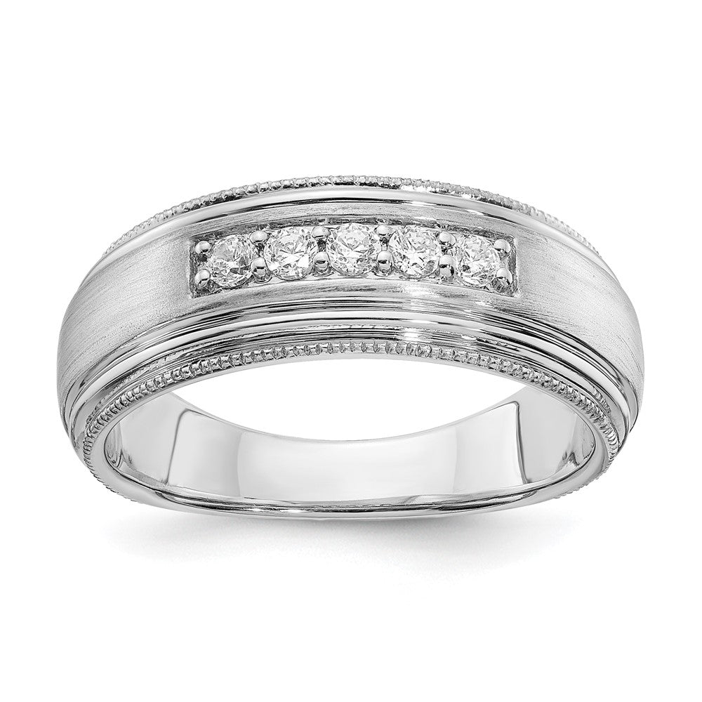14k White Gold 5-Stone 1/4 carat Diamond Complete Men's Band