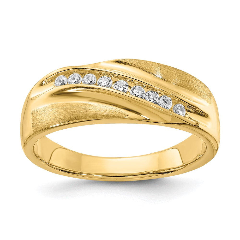 14k 1/5 carat Diamond Complete Men's Band : Satin E/W