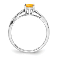 Load image into Gallery viewer, 14k White Gold Oval Citrine and Diamond Ring
