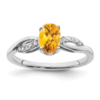 Load image into Gallery viewer, 14k White Gold Oval Citrine and Diamond Ring
