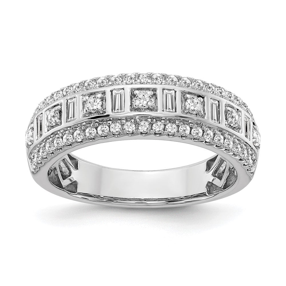 14k White Gold 1/2 carat Round/Baguette Complete Diamond Band
