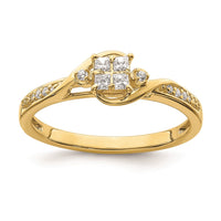 Load image into Gallery viewer, 10k Yellow Gold Bypass Cluster 1/5 carat Diamond Complete Engagement Ring
