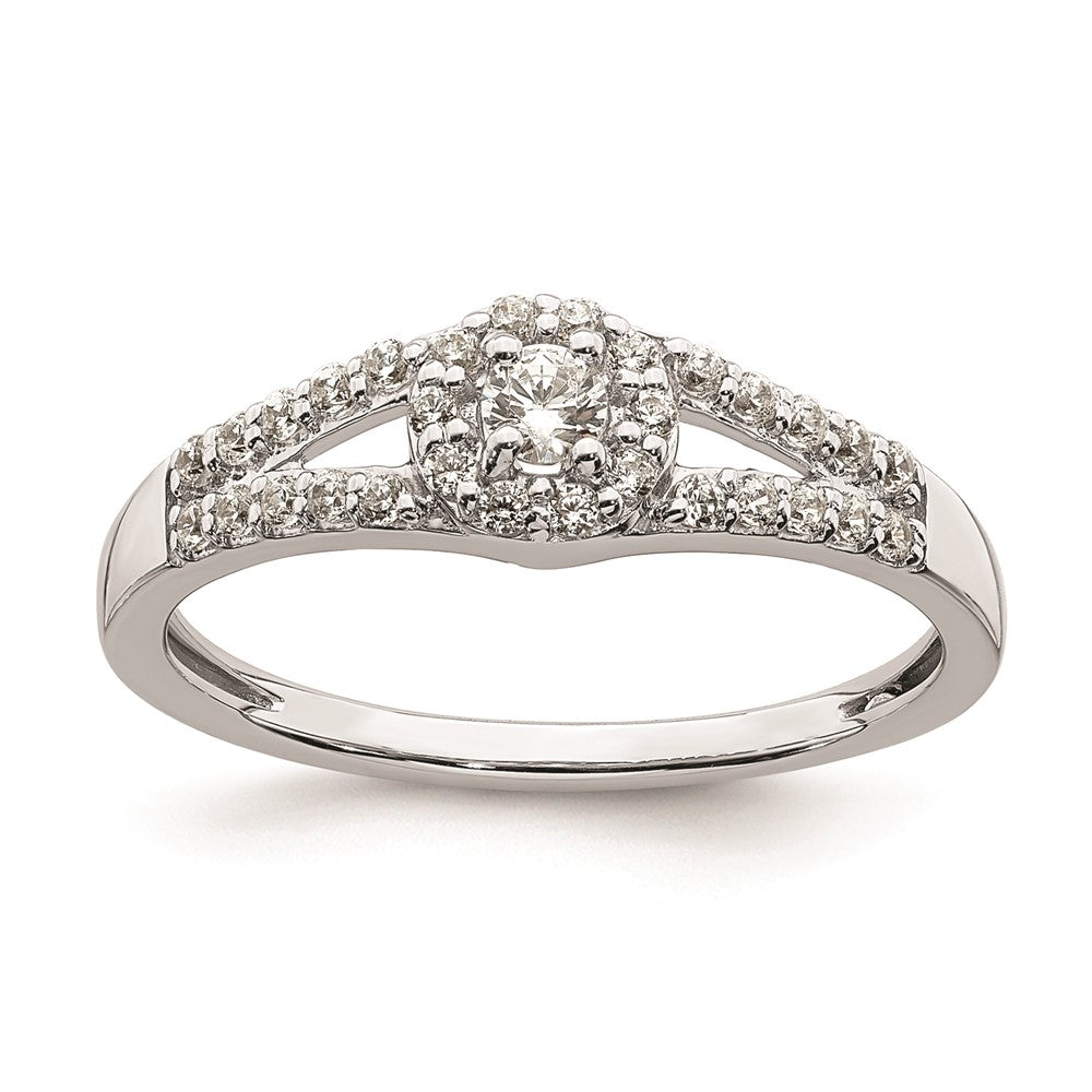 10k White Gold Halo Cluster 1/3 carat Diamond Complete Engagement Ring