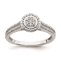 Load image into Gallery viewer, 10k White Gold Halo Cluster 1/6 carat Diamond Complete Engagement Ring
