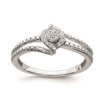 Load image into Gallery viewer, 10k White Gold Halo Cluster 1/10 carat Diamond Complete Engagement Ring
