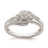 Load image into Gallery viewer, 10k White Gold Cluster with 2 Hearts 1/5 carat Diamond Complete Engagement Ring
