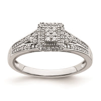 Load image into Gallery viewer, 10k White Gold Rectangular Halo Cluster 1/5 carat Diamond Complete Engagement Ring
