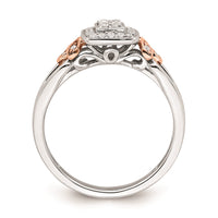 Load image into Gallery viewer, 10k White and Rose Gold Square Halo Cluster 1/6 carat Diamond Complete Engagement Ring
